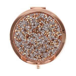 Round Compact Mirror Cosmetic Mirror for Vacation Gym Rose Gold Tone